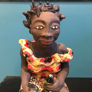 Sculpture mama africaine en terre